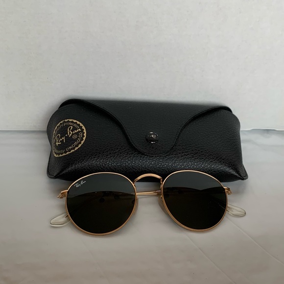 Ray-Ban Other - Ray-Ban Round Metal Polarized Black Classic Lens Frame:Gold GUC w/Case Size S